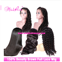 Mink Hair Weave 100% Brazilian Virgin Natural Human Hair Silky Straight Brazilian Full Lace Wigs