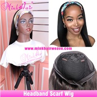 Mink Hair Weave 180% Density Headband Wig No Lace No Glue Human Hair Wigs