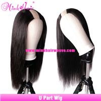 Mink Hair Weave 180% Density Straight Body Wave Human Hair U-Part Wig