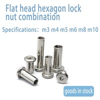 Nickel Plated Hexagon Lock Slant Flat Head & Inverted Edge Furniture Combination Butt Nut, Knock Plywood Nut, M6-