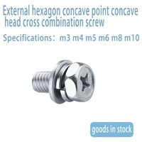 304 Stainless Steel Cross Hexagon Triple Combination Screw / External Hexagon Socket &amp;amp; Concave Head Cross Combination