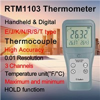 RTM1103 Portable 3 Channels Thermocouple Thermometer with Digital Display 0.01 E/J/K/N/R/S/T Type