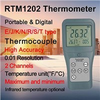 RTM1202 High-Accuracy Infrared Thermocouple Thermometer with 2 Channels 0.01 Resolution