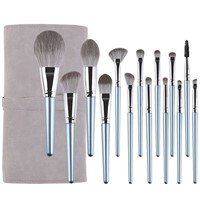 14pcs Makeup Brush Set with Pouch Powder Blush Foundation Eyeshadow Eye Brow Lip with Top Grade MCF Synethetic Hair