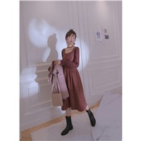 Wu Mei Wine Red Autumn Winter New Style French Gentle Plover Dress