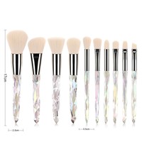 Premium Makeup Brush Set, 10PCS Complete Synthetic Kabuki Eye Shadow Concealer Make Up Brushes Beautiful Crystal Handle