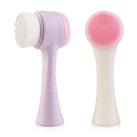 Eco Friendly Biodegradable Stand-up Facial Washing Brush Manual Cleansing Brushes Double Side Silicone 3D Face Cleaning