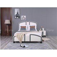 White PU Quilting Flat Bed Non-Removable Home Furniture Set