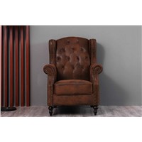 Chesterfield Chair with Ottoman Leather with Footstool Button Tufted Chair Cushion