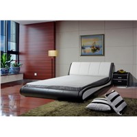 Wave like Leather Bed Modern Upholstered Platform Bed