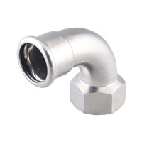 STAINLESS STEEL PRESS FITTING 90 DEGREE FEMALE THREADED ELBOW