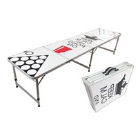 8FT Portable Beer Pong Table Aluminium MDF Folding Table