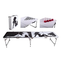 8 Foot Portable Beer Pong / Tailgate Tables with Holes MDF Aluminum Folding Table