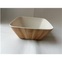 6in Melamine with Bamboo Square Bowl, Salad Bowl, Can Accept Customerized