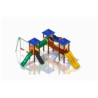 Ecologic Playground, Plastic Wood Playground Structure with Rotomolded Parts, Simple Playground, Colorful & Afordable