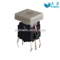 6 Pin DIP Illuminated Tact Push LED Switch with Square Tactile Cap