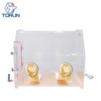 Lab Bench-Top Acrylic Transparent Glovebox with Optional Box Sizes Customized Acrylic Glovebox for Test Use