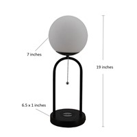 Dimmable LED Desk Lamp, Glass Globe Metal Table Lamp, Wireless Charging&amp;amp;USB Charging Ports