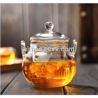 High Borosilicate Heat Resistant Glass Teapot Set with Infuser Glass Teapot with Two Handle
