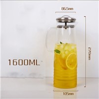 Heat Resistant Glass Pitcher Kettle Glass Water Pitcher with 304 Stainless Steel Lid for Hot/Cold Water Juice Ice