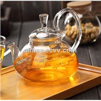 Clear Pyrex Glass Teapot Arabesque Design to Prevent the Lid from Falling off Chinese Tea Kettle
