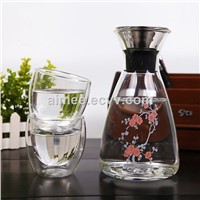 Heat Resistant Pyrex Glass Water Pitcher Kettle Water Jug Pot Carafe with 304 Stainless Steel Lid Large Glass Pitcher
