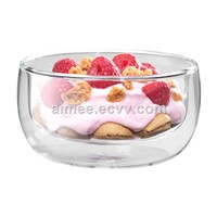 Heat Resistant Double Walled Borosilicate Glass Salad / Dessert / Ice Cream Bowl