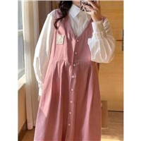 Long Sleeve Fashion Pink Summer Dresses for Young Girls