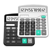 Desktop Basic Calculators with 12 Digit Large LCD Display, Solar Battery Dual Power Office Calculator