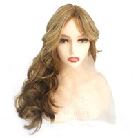 26 Inches Very Big Layer Wave Light Brown with Highlight Human Hair Jewish Wig Kosher Wig Perruque