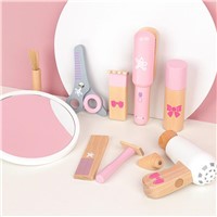 New Product Creative Pink Girl Wooden Play House Haircut Toy Set Child Simulation Wooden Toy Set Holiday Gift