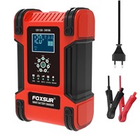 FOXSUR 12V24V 12A Automatic Car Battery Charger Pulse Repair LCD Battery Charger for Car Motorcycle Lead Acid Agm Gel