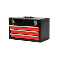 Portable 3 Drawers Steel Tool Chest Box Storage Cabinet Mechanic Organizer RED
