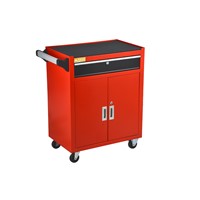 Rolling Tool Chest Cart Box Container Garage with 1 Drawer & 1 Cabinet & Back Panel for Garage