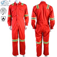 100% Cotton Twill Flame Retardant Red Coveralls with EN 11612 EN 11611 Standards