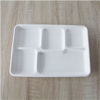 Disposable Bagasse 5 Compartment Meal Tray Biodegradable Bagasse Food Tray Wholesale
