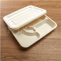 Disposable Corn Starch 5 Compartment Meal Tray Biodegradable Corn Starch Food Tray with Lid