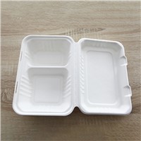 Disposable Meal Box Environmental Friendly Bagasse 2 Compartment Takeaway Meal Box
