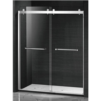 Frameless Custom Barn Style Sliding Bypass Shower Doors