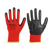 Custom Logo Smooth Nitrile Coated Nylon Work Gloves Good Grip Safety Gardening Gloves