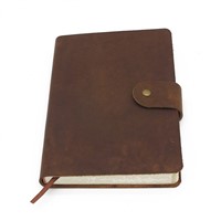 ODM OEM Vintage Crazy Horse Genuine Leather Writing Journal Handmade with Embossed LOGO A4, A5, A6, Customized