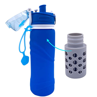 750ml Personal Foldable Silicone Sport Outdoor Water Filter Bottle BPA Free