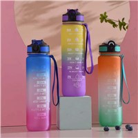 Color Large Capacity Plastic Sports Water Cup, Men & Women Outdoor Reusable Portable Water Bottle