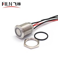 5A 250V 19mm Lock on off Shortest IP68 Waterproof 12V LED Push Button Switch with Light