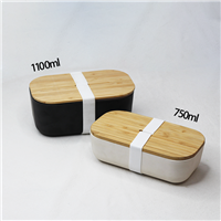 Eco Friendly Custom Biodegradable Leakproof Bamboo Fiber Lunchbox Lunch Bento Box with Bamboo Lid