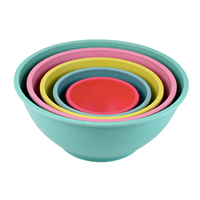 Many Sizes Round Stackable Organic Bamboo Bowl Set with Transparent Plastic Lid &amp;amp; Flanging Dishwasher Safe No Microwav