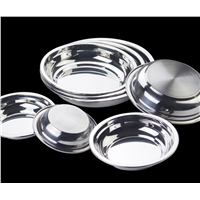 304 Stainless Steel Drop-Resistant Kitchen Tableware Round Dinner Plate Tray Container