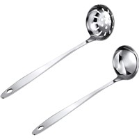 Stainless Steel Thickening Slotted Spoon &amp;amp; Long Handle Soup Spoon
