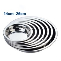 Multisize Stainless Steel Round Food Plates Kitchen Serving Plate