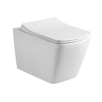 Modern Square Washdown Rimless P-Trap Wall Mounted Toilet for Home Bathroom
